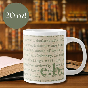 Caneca De Café Grande Orgulho e Preconceito Citações Personalizadas Jumb