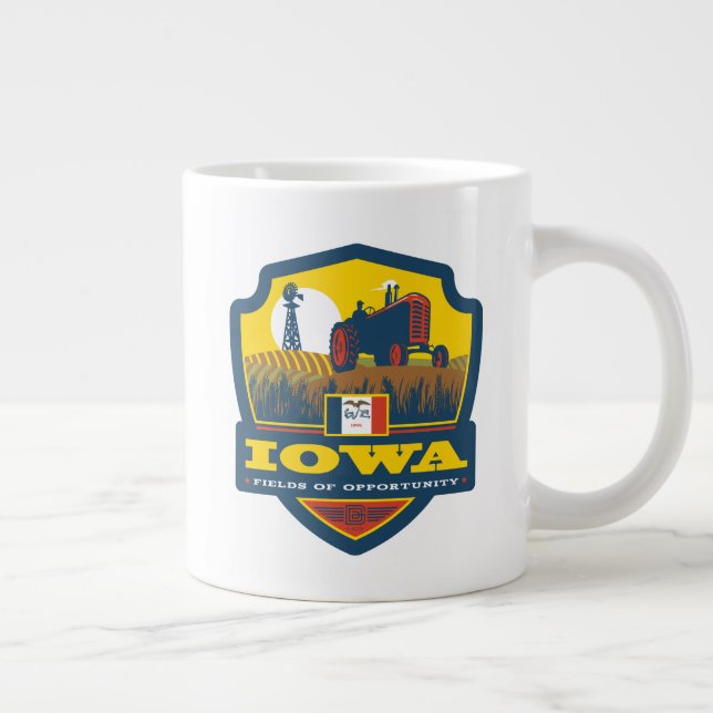 Caneca De Café Grande Orgulho Estatal | Iowa (Direita)