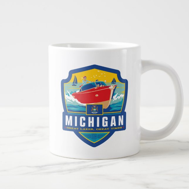 Caneca De Café Grande Orgulho Estatal | Michigan (Direita)