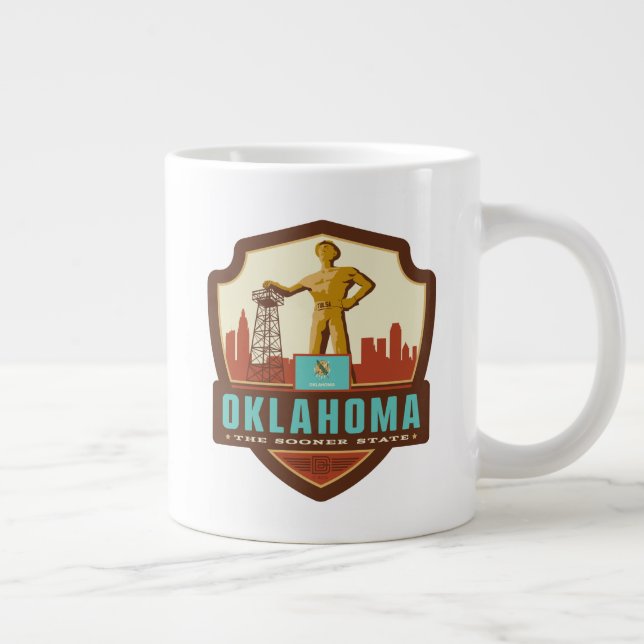 Caneca De Café Grande Orgulho Estatal | Oklahoma (Direita)