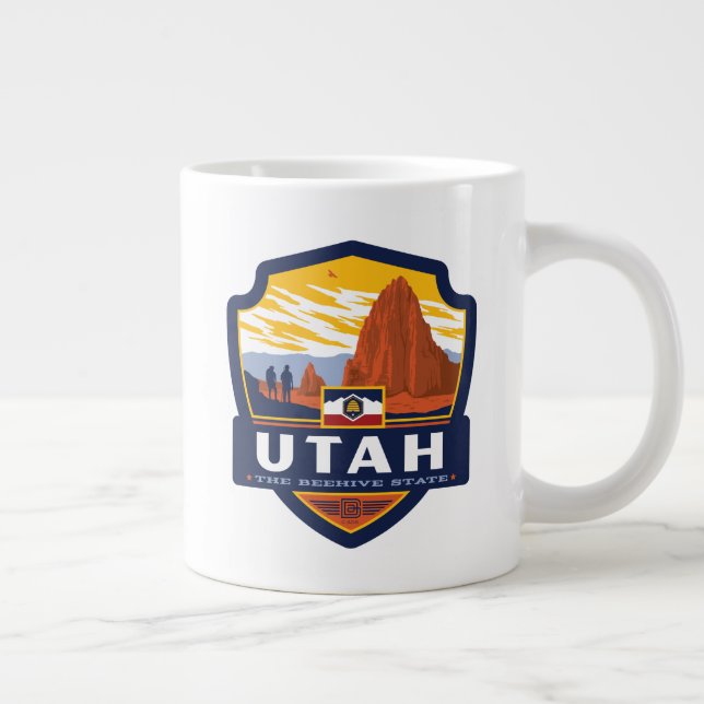 Caneca De Café Grande Orgulho Estatal | Utah (Direita)