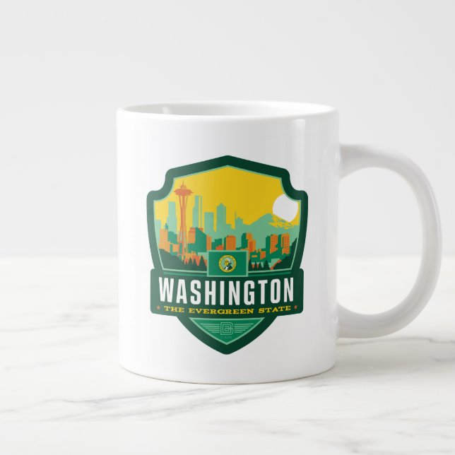 Caneca De Café Grande Orgulho Estatal | Washington (Direita)