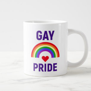 Caneca De Café Grande Orgulho gay  Coração e arco-íris