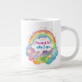 Caneca De Café Grande Orgulhoso de Quem Sou Arte de Arco-Íris Presente d