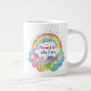 Caneca De Café Grande Orgulhoso de Quem Sou Arte de Arco-Íris Presente d