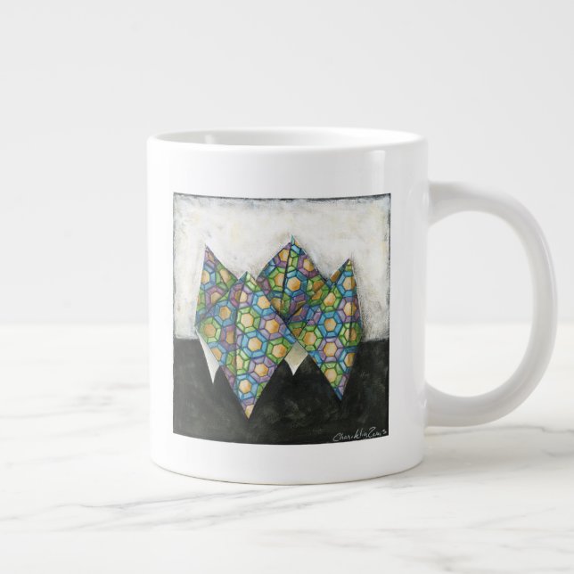 Caneca De Café Grande Origami Fortune Teller em Papel Geométrico (Direita)