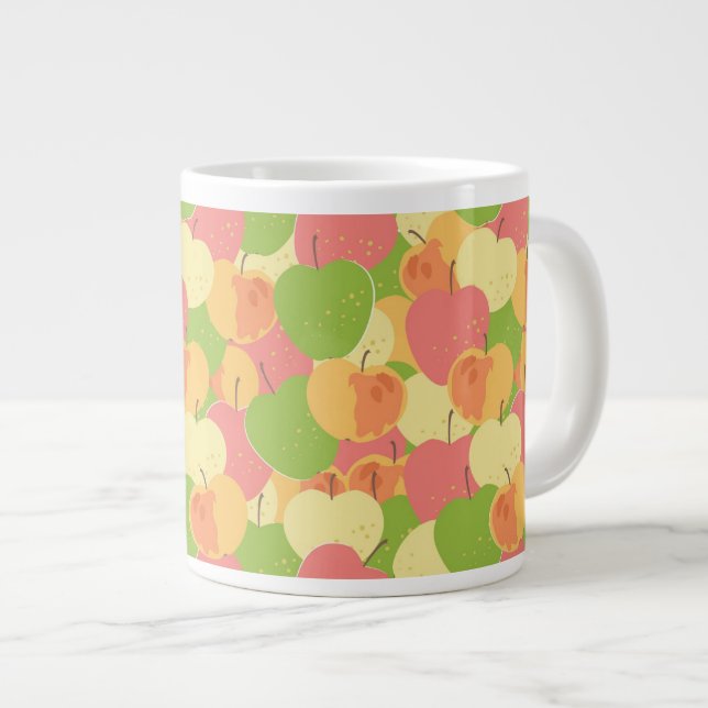 Caneca De Café Grande Ornamento Com Maçãs (Frente Esquerda)