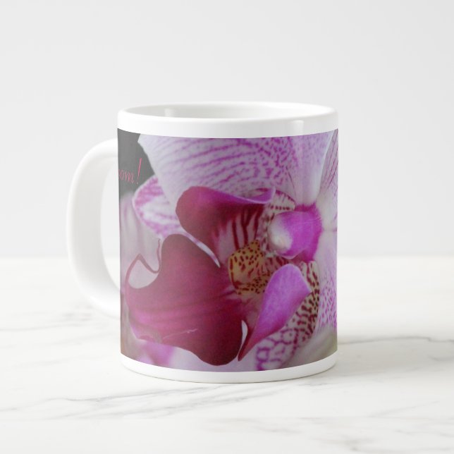 Caneca De Café Grande Orquídea Rosa Fuchsia (Frente Esquerda)