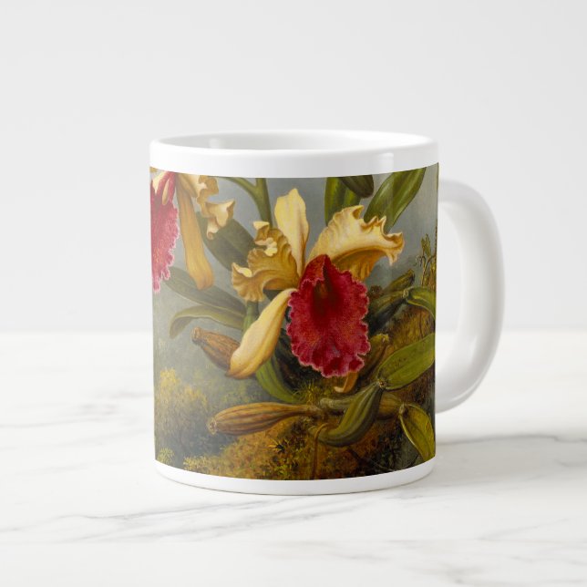 Caneca De Café Grande Orquídeas e Hummingbird (Frente Esquerda)