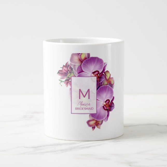 Caneca De Café Grande Orquídeas Florais Bridesmaid Gift (Frente)