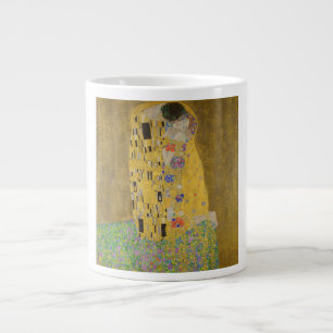 Caneca De Café Grande Os Amantes Abraço Beijando de Gustav Klimt