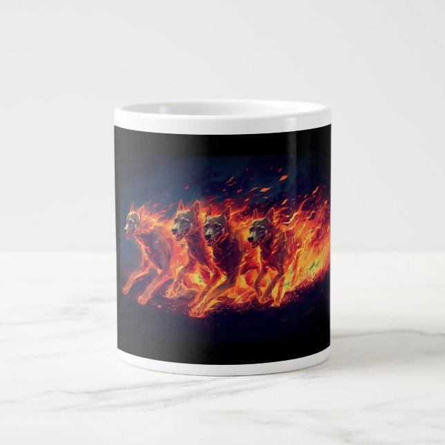 Caneca De Café Grande Os Cães do Inferno Estão em Movimento (Frente)