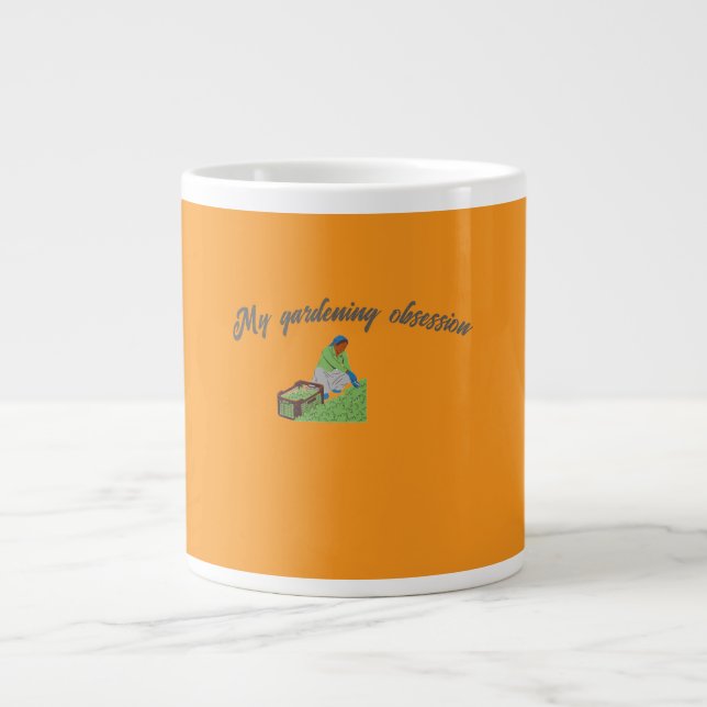 Caneca De Café Grande Osessão de jardinagem (Frente)