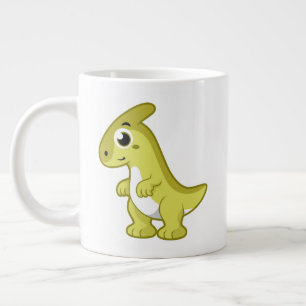 Caneca De Café Grande Ótima Ilustração De Um Dinossauro Parasaurolofico.