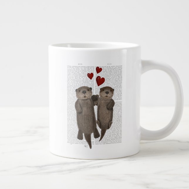 Caneca De Café Grande Otters Segurando Mãos (Direita)