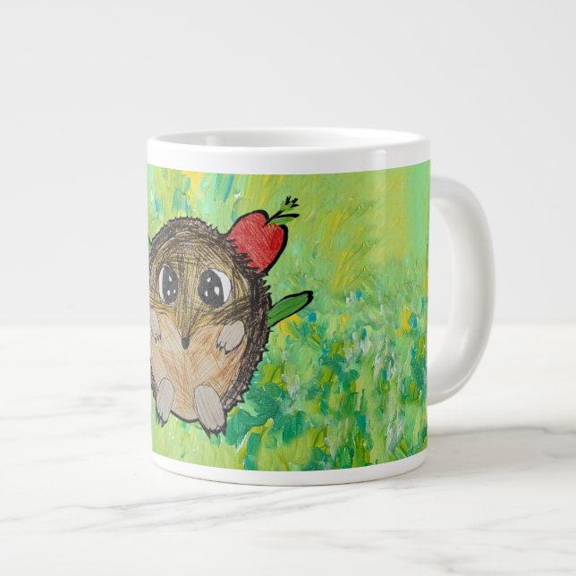 Caneca De Café Grande ouriço Fofo (Frente Esquerda)