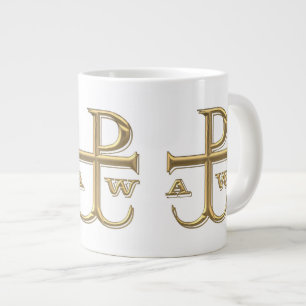 Caneca De Café Grande Ouro "3-D" Chi-Rho com Âncora