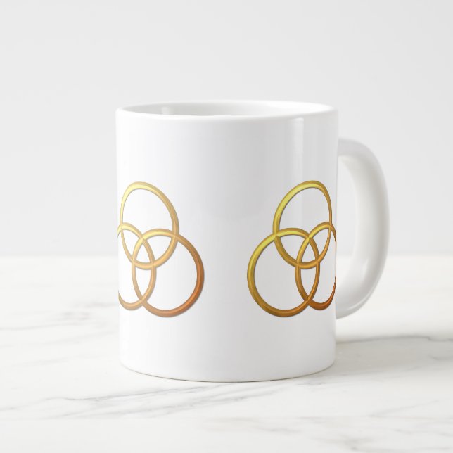 Caneca De Café Grande Ouro "3D" - Símbolo Trinity (Frente Esquerda)