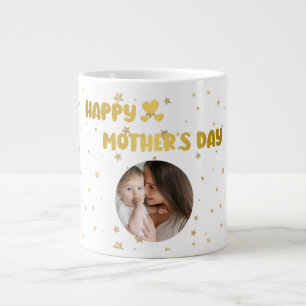 Caneca De Café Grande Ouro giro moderno, Dia de as mães feliz, preto
