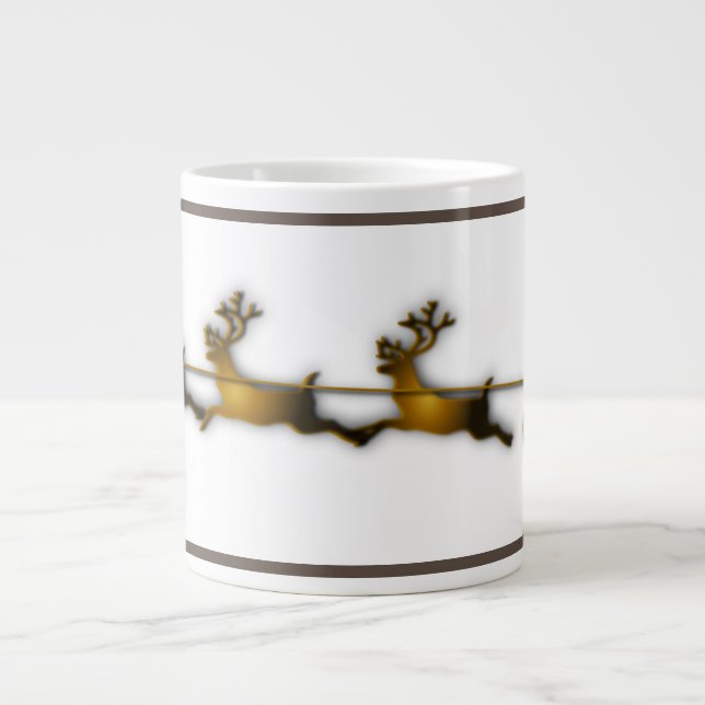Caneca De Café Grande Ouro Vedante Natal Papai Noel Sledge (Frente)