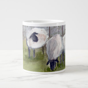 Caneca De Café Grande Ovinos Rustic Watercolor