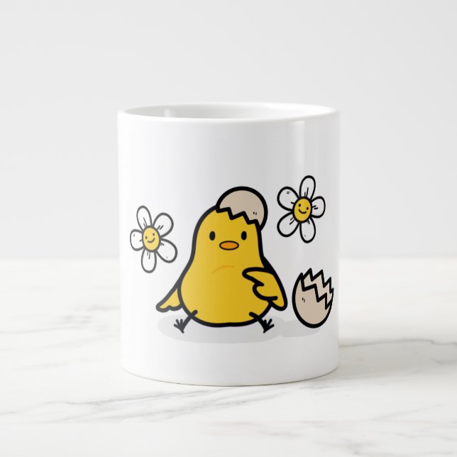 Caneca De Café Grande Ovos e Pintinhos (Frente)