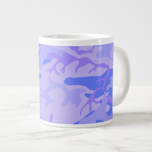 Caneca De Café Grande Padrão Abstrato Azul de Pastel de Camouflage