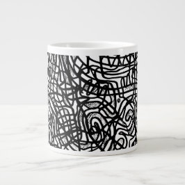 Caneca De Café Grande Padrão abstrato preto e branco
