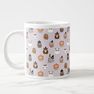 Caneca De Café Grande Padrão Adorável das Corujas de Halloween