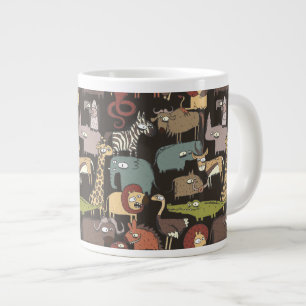 Caneca De Café Grande Padrão Africano de Animais
