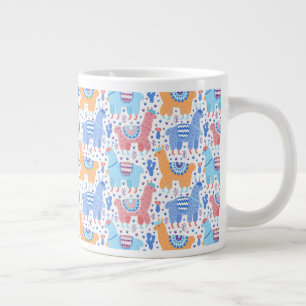 Caneca De Café Grande Padrão Alpaca Colorido Brilhante