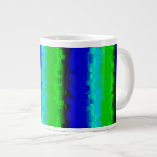 Caneca De Café Grande Padrão arco-íris 3D abstrato azul verde