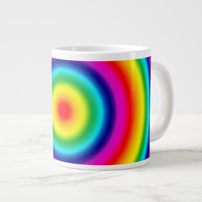 Caneca De Café Grande Padrão Arco-Íris Redondo Psicodélico (Frente Esquerda)