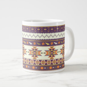 Caneca De Café Grande Padrão aztec colorido