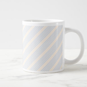 Caneca De Café Grande Padrão azul claro e bege de cinco faixas