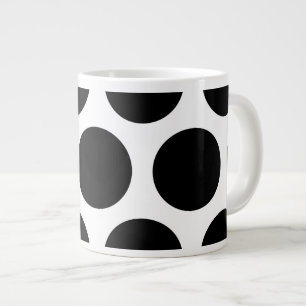 Caneca De Café Grande Padrão Bolinhas Grande:Preto & Branco
