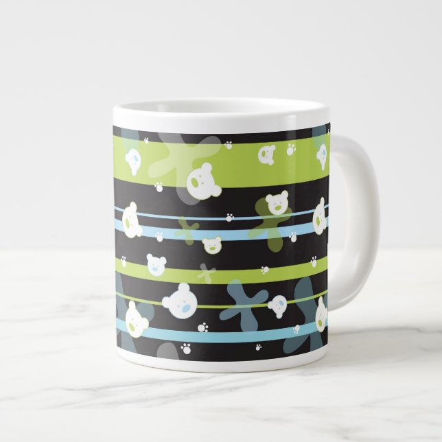 Caneca De Café Grande Padrão bonito com ursos pequenos (Frente Esquerda)