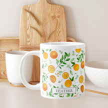 Padrão Botânico Floral de Citrus Laranja de Verão