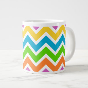 Caneca De Café Grande Padrão Brilhante Colorido do Arco-Íris Chevron