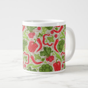 Caneca De Café Grande Padrão brilhante de vegetais frescos