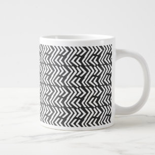 Caneca De Café Grande Padrão Chevron Desenhado à Mão Preta