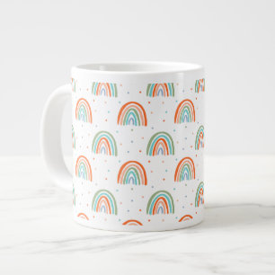 Caneca De Café Grande Padrão Colorido da Bolinhas Arco-Íris