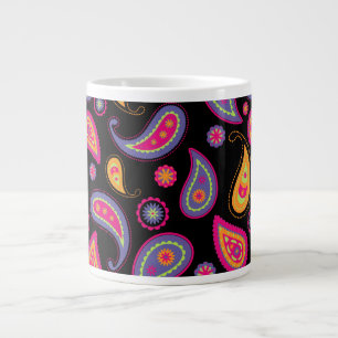 Caneca De Café Grande Padrão Colorido de Paisley