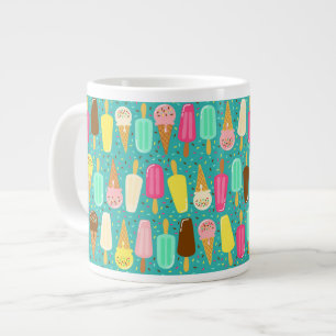 Caneca De Café Grande Padrão Colorido de Sorvete de Verão
