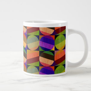 Caneca De Café Grande Padrão Colorido Inspirado em Vintage