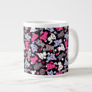Caneca De Café Grande padrão com gatinhos kawaii 3