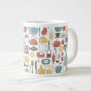 Caneca De Café Grande Padrão com ícones de cozinhar