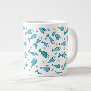 Caneca De Café Grande Padrão Com Peixe E Fígado