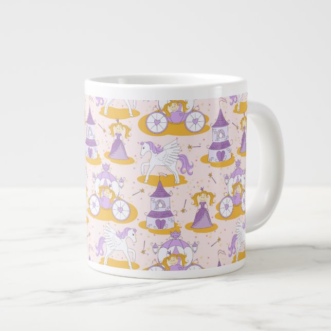 Caneca De Café Grande padrão com uma princesa (Frente Esquerda)