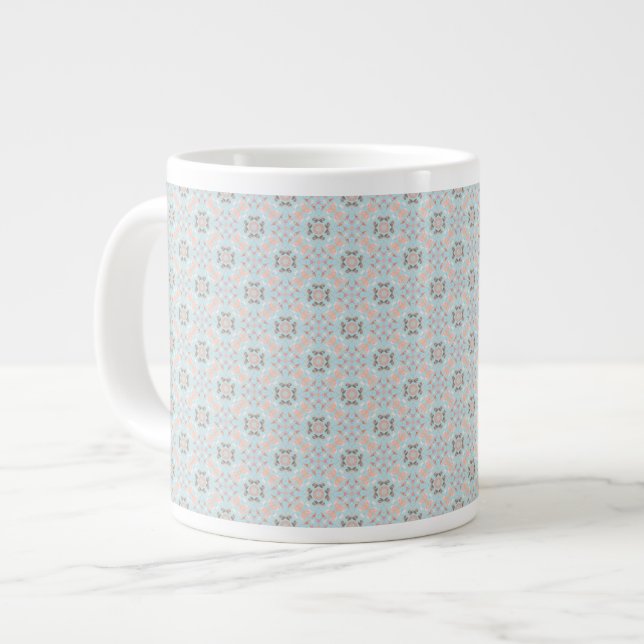 Caneca De Café Grande Padrão contínuo com tema marinho (Frente Esquerda)